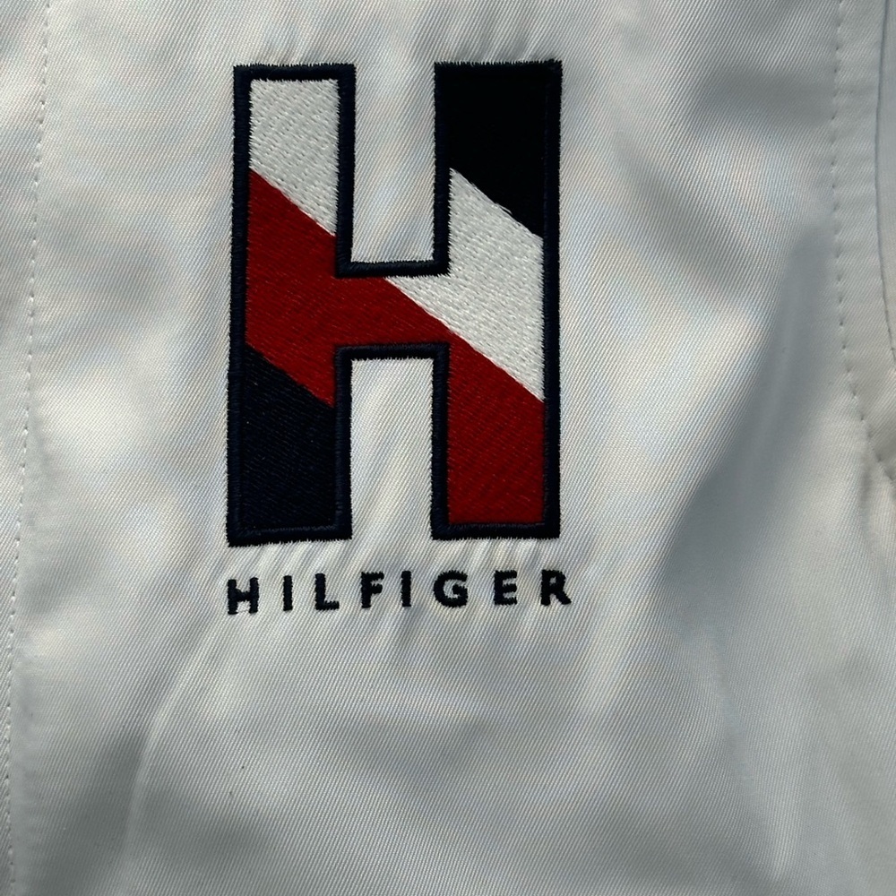 Tommy Hilfiger Boys Long Sleeve Logo Front Fabric Hood Varsity Jacket - White - Picture 3 of 8